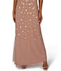 Color:Stone - Image 4 - Beaded Short Sleeve Round Neck Blouson Gown