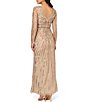 Color:Biscotti - Image 2 - Beaded V-Neck Long Sleeve Gown