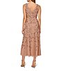Color:Rose Gold - Image 2 - Beaded V-Neck Sleeveless A Line Gown