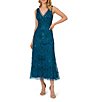 Color:Teal Sapphire - Image 1 - Beaded V-Neck Sleeveless Midi Dress