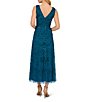 Color:Teal Sapphire - Image 2 - Beaded V-Neck Sleeveless Midi Dress