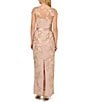 Color:Blush/Nude - Image 6 - Cascading Floral Embroidery Illusion Boat Neck Short Sleeve Gown