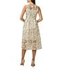 Color:Ivory Gold - Image 2 - Floral Embroidered Crew Neck Fit and Flare Dress