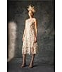 Color:Ivory Gold - Image 4 - Floral Embroidered Crew Neck Fit and Flare Dress