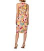 Color:Pink/Yellow - Image 2 - Floral Embroidered Crew Neck Sleeveless Dress