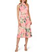 Color:Blush Multi - Image 3 - Floral Mock Halter Neck Sleeveless Blouson Midi Dress