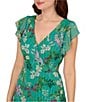 Color:Green Multi - Image 5 - Floral V-Neck Flutter Cap Sleeve Tiered Drop Waist Maxi Dress