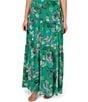 Color:Green Multi - Image 6 - Floral V-Neck Flutter Cap Sleeve Tiered Drop Waist Maxi Dress
