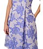 Color:Pericruise - Image 4 - Jacquard Floral Beaded Boat Neck Sleeveless Pleated A-Line Dress