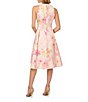 Color:Pink Multi - Image 2 - Jacquard Floral Print Halter Neck Sleeveless High-Low Dress