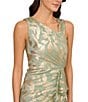 Color:Sage/Gold - Image 3 - Metallic Asymmetrical Neck Sleeveless Gown