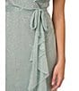 Color:Sea Glass - Image 3 - Metallic Faux Wrap Short Flutter Sleeve Midi Dress