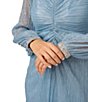 Color:Belize Blue - Image 4 - Metallic V-Neck Long Sleeve Ruched Bodice High-Low Gown
