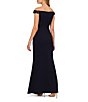Color:Midnight - Image 2 - Off-the-Shoulder Beaded Knit Crepe Gown