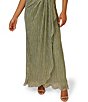 Color:Green Slate - Image 4 - One Shoulder Metallic Knit Sleeveless Front Ruched Gown