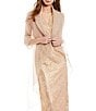 Color:Champagne - Image 1 - Organza 3/4 Sleeve Tie Front Wrap Jacket