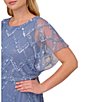 Color:French Blue - Image 3 - Plus Size Beaded Mesh Jewel Neck Short Flutter Sleeve Blouson Gown