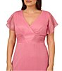 Color:Faded Rose - Image 5 - Plus Size Short Flutter Sleeve V-Neck Crinkle Metallic Mesh Midi Dress