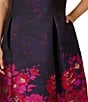 Color:Navy/Pink Multi - Image 4 - Plus Size Sleeveless Boat Neck Metallic Floral Fit and Flare Dress
