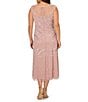 Color:Dusted Petal Ivory - Image 2 - Plus Size Sleeveless Crew Neck Beaded A-Line Midi Dress