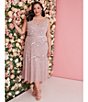Color:Dusted Petal Ivory - Image 6 - Plus Size Sleeveless Crew Neck Beaded A-Line Midi Dress