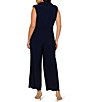 Color:Midnight - Image 2 - Plus Size Stretch Jersey Sleeveless V-Neck Embellished Waist Jumpsuit