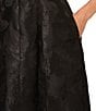 Color:Black - Image 4 - Printed Jacquard Surplice V-Neck Sleeveless Fit and Flare Tuxedo Dress