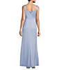 Color:Blue Breeze - Image 2 - Satin Sweetheart Neck Sleeveless Tie Waist Draped Gown