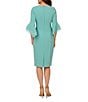 Color:Green - Image 2 - Stretch Crepe 3/4 Bell Sleeve Boat Neck Sheath Dress