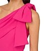 Color:Hot Pink - Image 4 - Stretch Crepe Bow One Shoulder Mermaid Gown