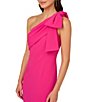 Color:Hot Pink - Image 3 - Stretch Crepe Bow One Shoulder Mermaid Gown