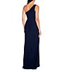 Color:Midnight - Image 2 - Stretch One Shoulder Sleeveless Twisted Front Draped Gown