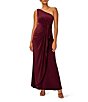 Color:Red Wine - Image 1 - Stretch One Shoulder Sleeveless Twisted Front Draped Gown