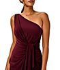 Color:Red Wine - Image 3 - Stretch One Shoulder Sleeveless Twisted Front Draped Gown
