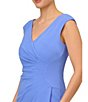 Color:Precious Periwinkle - Image 3 - Stretch V-Neck Cap Sleeve Cascading Ruffle Side Drape Sheath Dress