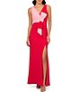 Color:Pink Red - Image 1 - Two Tone V-Neck Bow Knot Front Sleeveless Gown