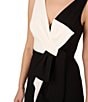Color:Black Ivory - Image 3 - Two Tone V-Neck Bow Knot Front Sleeveless Gown