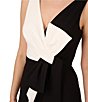 Color:Black Ivory - Image 5 - Two Tone V-Neck Bow Knot Front Sleeveless Gown