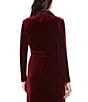 Color:Burgundy - Image 4 - Velvet Tuxedo V-Neck Long Sleeve Wrap Dress