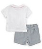 Color:White - Image 2 - Baby Boys 3-24 Months Round Neck Short Sleeve American Flag Sailboat T-Shirt & Shorts Set