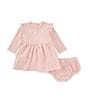 Color:Pink - Image 2 - Baby Girl 3-24 Months Round Neck Flutter Sleeve Flower Gown Dress