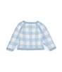 Color:Blue - Image 2 - Baby Girls 3-24 Months Round Neck Long Sleeve Gingham Cardigan