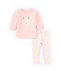 Color:Pink - Image 1 - Baby Girls 3-24 Months Round Neck Long Sleeve Knit Bunny Applique Sweater Set