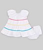 Color:White - Image 1 - Baby Girls 3-24 Months Scoop Neck Short Sleeve Ricrac Tiered Dress