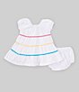 Color:White - Image 2 - Baby Girls 3-24 Months Scoop Neck Short Sleeve Ricrac Tiered Dress