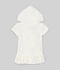 Color:White - Image 2 - Baby Girls 3-24 Months Short Sleeve Zip Up Front Hooded Strawberry Swim Coverup