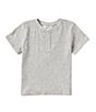 Color:Grey Heather - Image 1 - Little Boys 2T-6 Short Sleeve Solid Henley T-Shirt