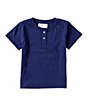 Color:Navy - Image 1 - Little Boys 2T-6 Short Sleeve Solid Henley T-Shirt
