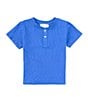 Color:Royal - Image 1 - Little Boys 2T-6 Short Sleeve Solid Henley T-Shirt