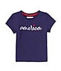 Color:Blue - Image 1 - Little Girls 2T-6X America Embroidered T-Shirt